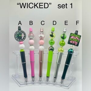 Set of 4 Wicked witch Oz themed BEADED PENS